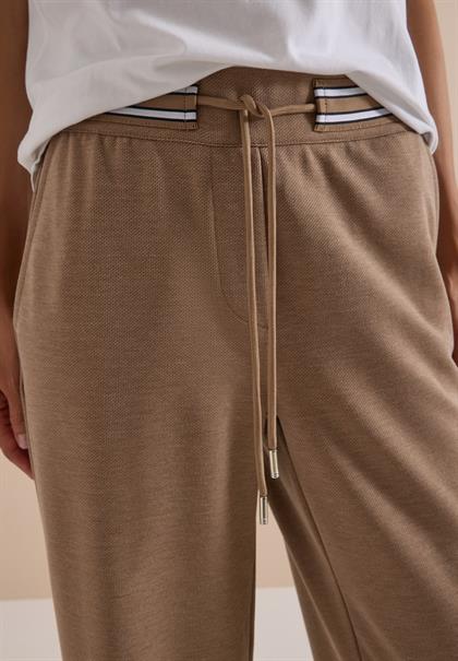 High Waist Straight Leg Hose mit Dessin creamy mocha melange