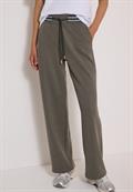 High Waist Straight Leg Hose mit Dessin dried olive green