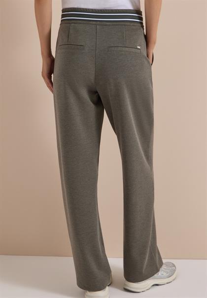 High Waist Straight Leg Hose mit Dessin dried olive green