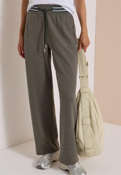 High Waist Straight Leg Hose mit Dessin dried olive green