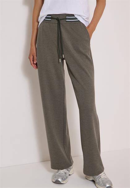 High Waist Straight Leg Hose mit Dessin dried olive green