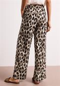 High Waist Wide Leg Hose mit Leo-Print timeless beige