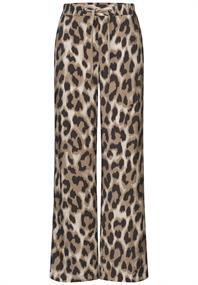 High Waist Wide Leg Hose mit Leo-Print timeless beige