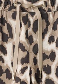 High Waist Wide Leg Hose mit Leo-Print timeless beige