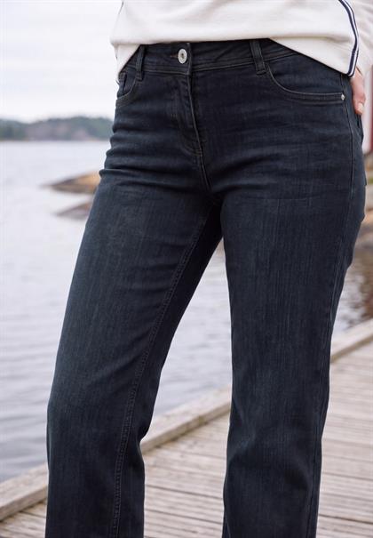 High Waist Wide Leg Jeans im Loose Fit blue black used wash