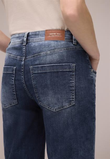 High Waist Wide Leg Jeans im Loose Fit dark blue wash