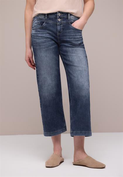 High Waist Wide Leg Jeans im Loose Fit dark blue wash