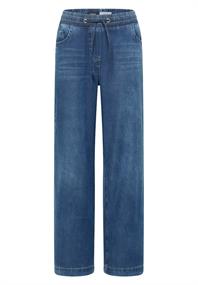 High Waist Wide Leg Jeans im Loose Fit mid blue used wash