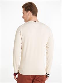 HILFIGER FLAG CUFF CREW NECK feather white