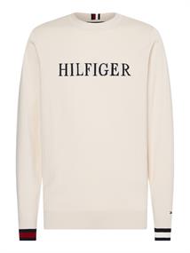 HILFIGER FLAG CUFF CREW NECK feather white