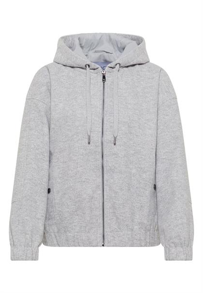 Hoodie Blouson in Wolloptik luna grey melange