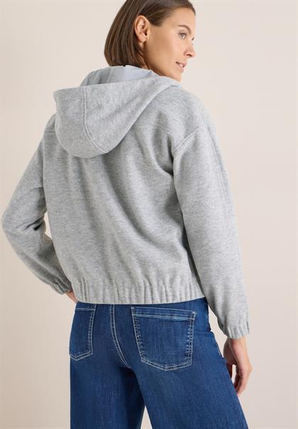 Hoodie Blouson in Wolloptik luna grey melange