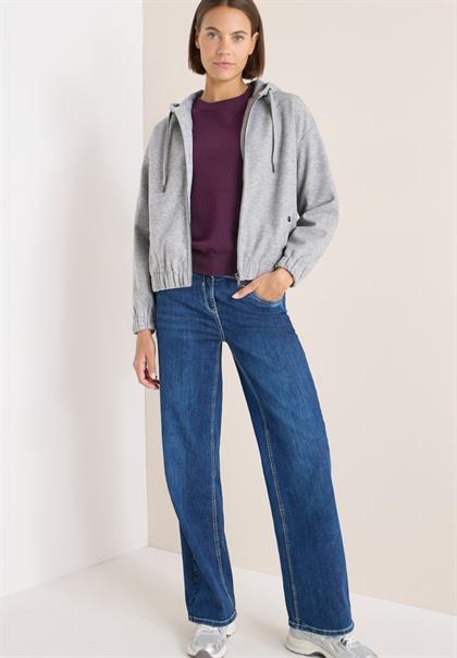Hoodie Blouson in Wolloptik luna grey melange