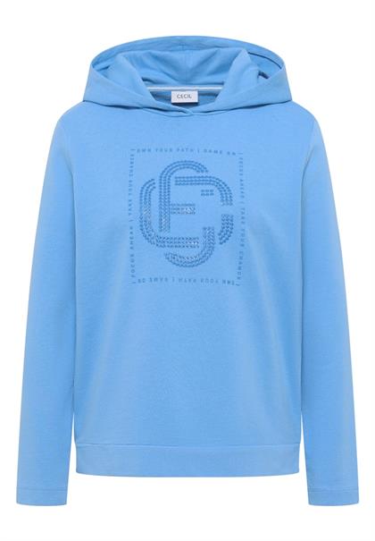 Hoodie mit Schmucksteinen fountain blue