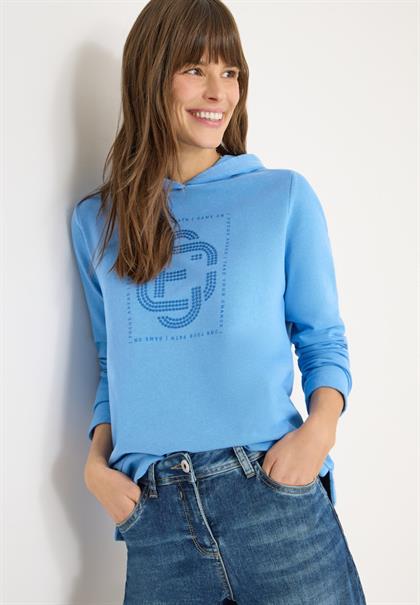 Hoodie mit Schmucksteinen fountain blue