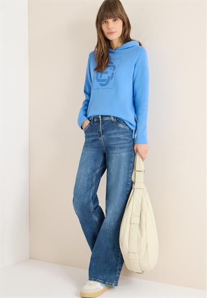 Hoodie mit Schmucksteinen fountain blue