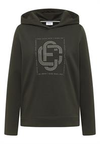Hoodie mit Schmucksteinen raw khaki