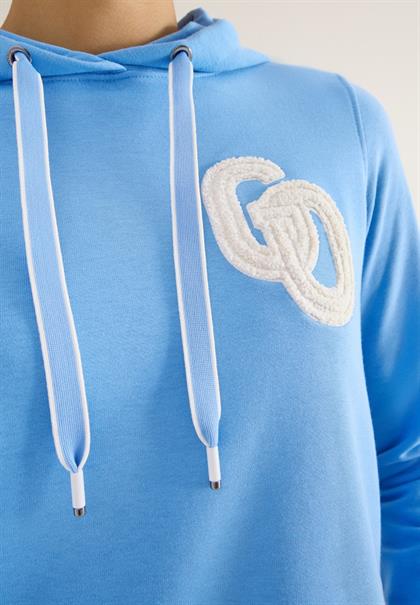 Hoodie mit Stickerei fountain blue