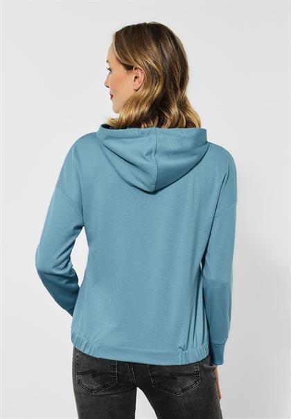 Hoodie Shirt mit Frontprint milky jade blue