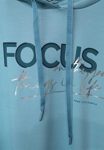 Hoodie Shirt mit Frontprint milky jade blue