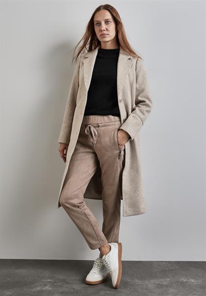 Hose im Velours-Look driftwood beige