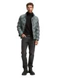 Hybrid Steppjacke mit verstaubarer Kapuze washed jasper green