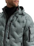 Hybrid Steppjacke mit verstaubarer Kapuze washed jasper green