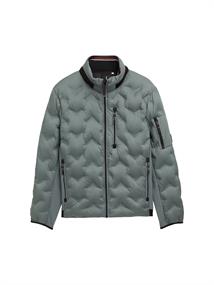 Hybrid Steppjacke mit verstaubarer Kapuze washed jasper green