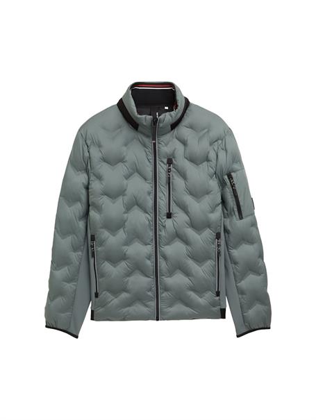 Hybrid Steppjacke mit verstaubarer Kapuze washed jasper green