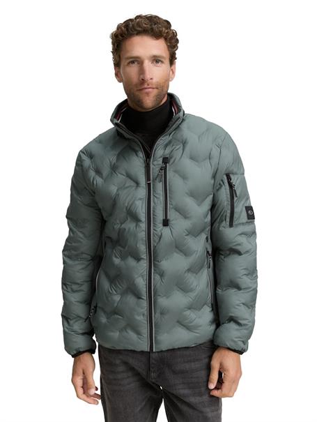 Hybrid Steppjacke mit verstaubarer Kapuze washed jasper green