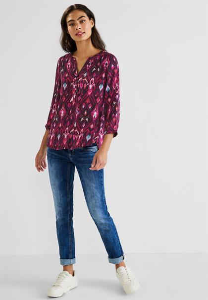 Ikat Bluse mit 3/4 Ärmel tamed berry