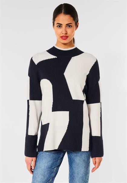 Intarsien Pullover deep blue