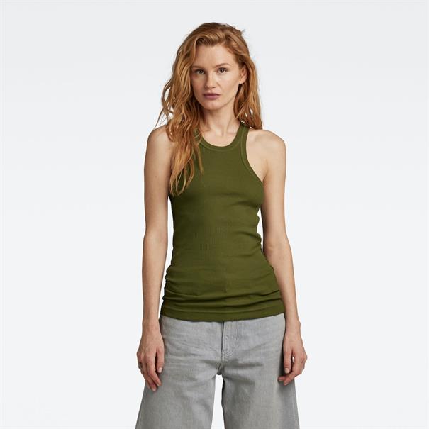 Italian army ultra slim tank top wmn avocado