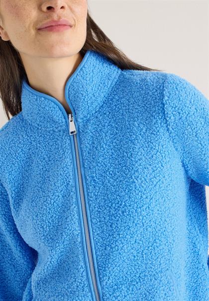 Jacke aus Teddy-Material mit Zipper fountain blue