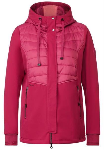 Jacke im Materialmix peony red