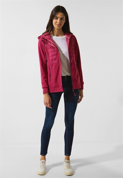 Jacke im Materialmix peony red