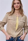 Jacke im Washed-Look mit Tunnelzug safari beige