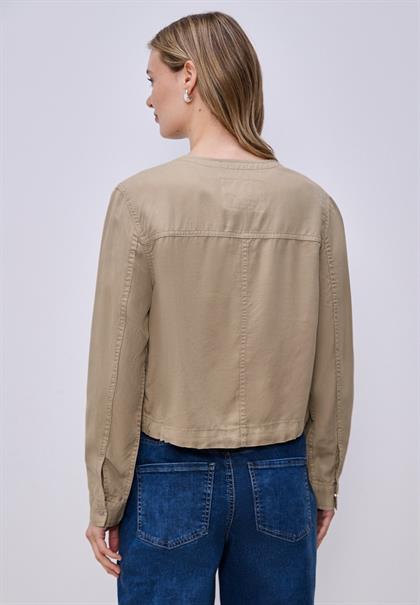 Jacke im Washed-Look mit Tunnelzug safari beige