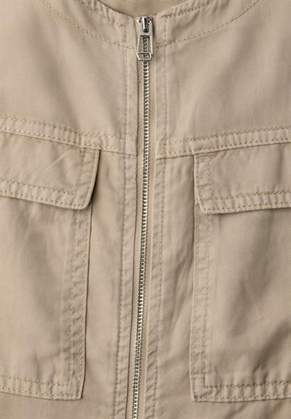 Jacke im Washed-Look mit Tunnelzug safari beige