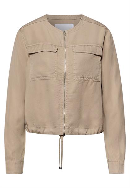 Jacke im Washed-Look mit Tunnelzug safari beige
