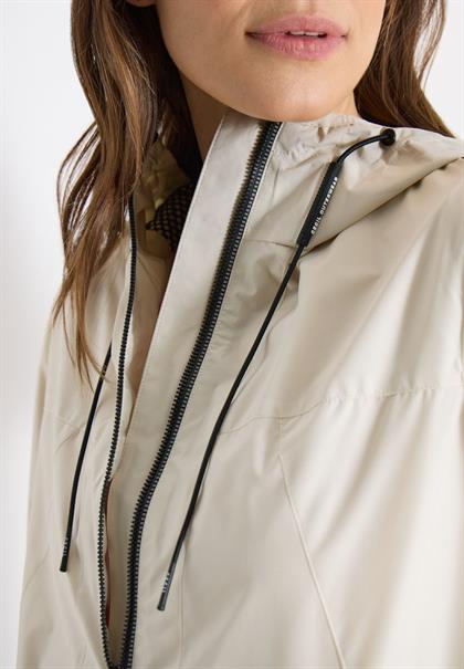 Jacke mit Kapuze und Tunnelzug dust beige