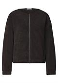 Jacke mit Rundhals in Cord-Optik black coffee