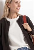 Jacke mit Rundhals in Cord-Optik black coffee