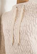 Jacquard Funnel Neck Shirt pearl beige