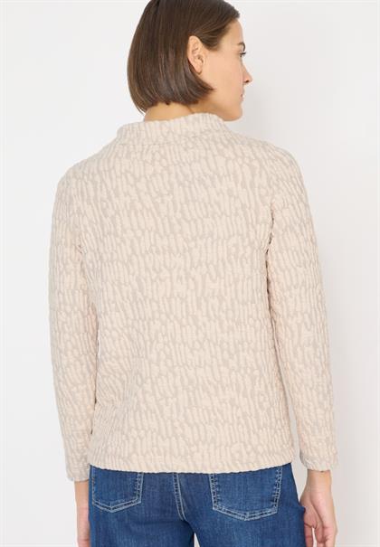 Jacquard Funnel Neck Shirt pearl beige