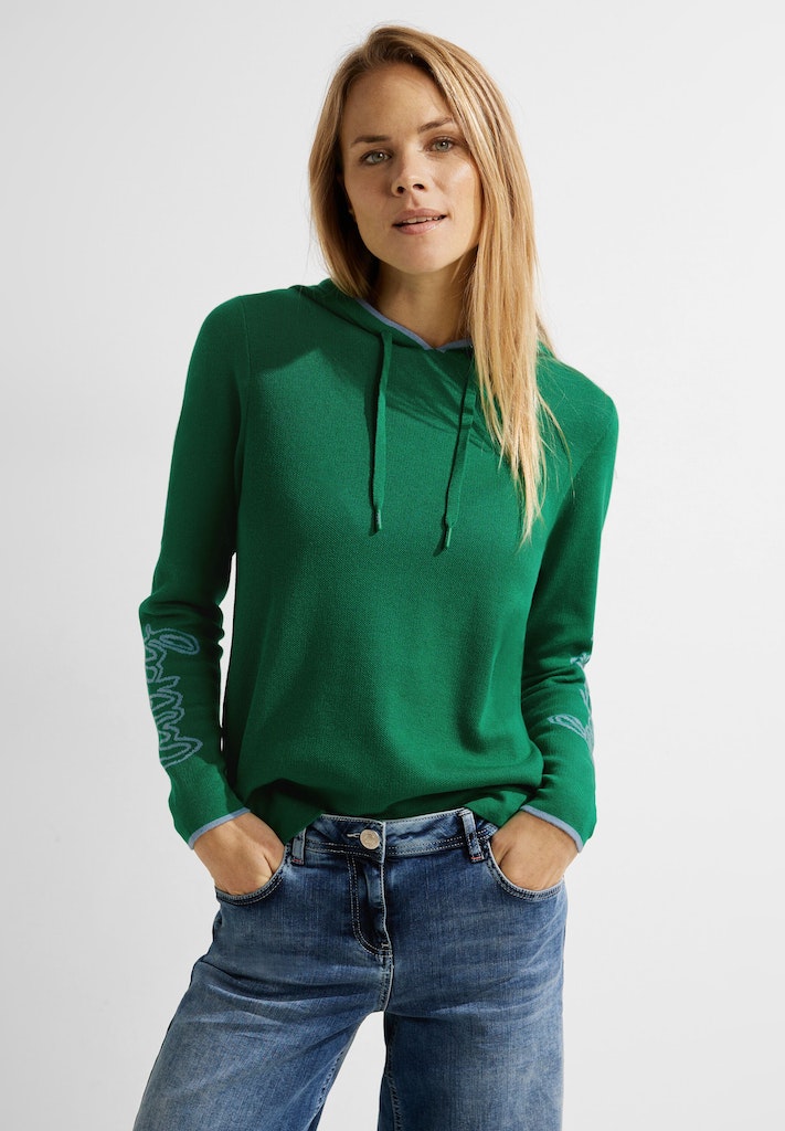 Cecil Damen Sweatshirt Jacquard Hoodie Pullover easy green bequem online  kaufen bei