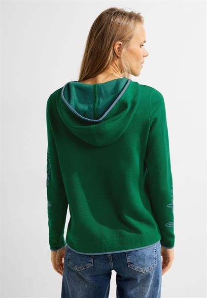 Jacquard Hoodie Pullover easy green