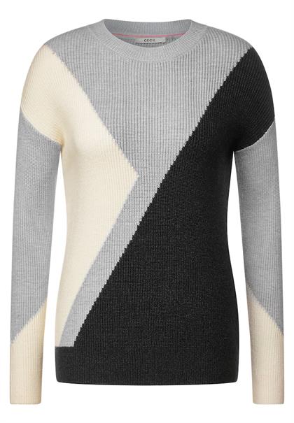Jacquard Strickpullover black melange