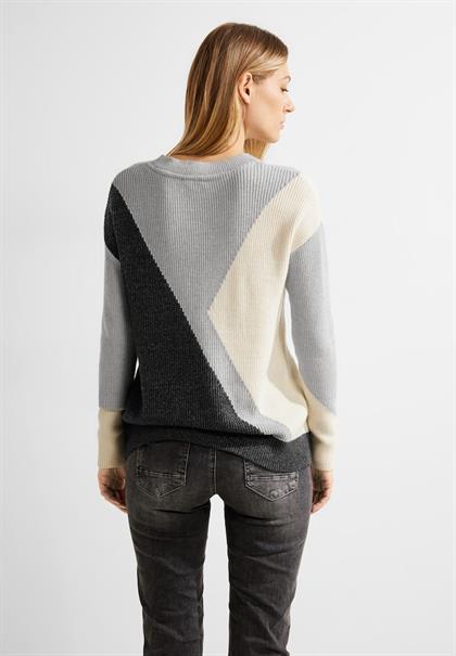 Jacquard Strickpullover black melange