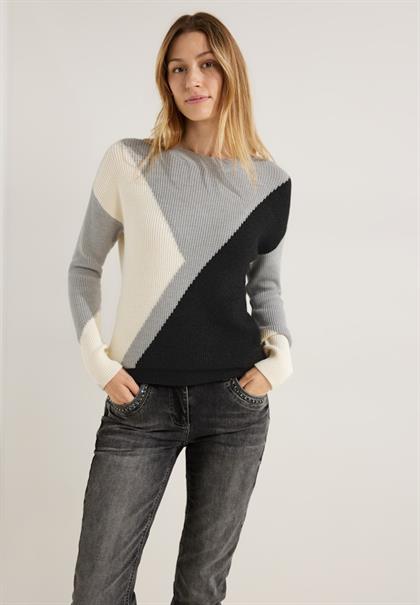 Jacquard Strickpullover black melange